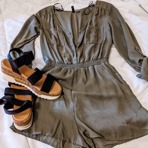 Green long sleeve romper